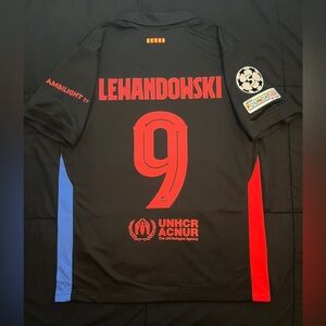 Lewandowski #9 Barcelona Away UCL Black M-XL Soccer Jersey 2025